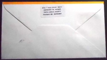 Envelope Comemorativo da Holanda de 1974 São Paulo x Frankfurt