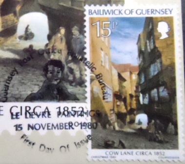 Máximo postal de Guernsey de 1980 Cow Lane Circa 1852