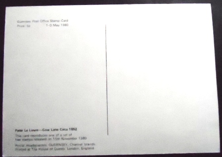 Máximo postal de Guernsey de 1980 Cow Lane Circa 1852