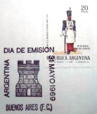 First Day Card da Argentina de 1969 Dia Del Ejercito