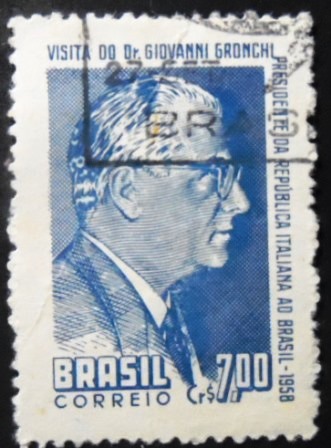 Selo postal do Brasil de 1958 Giovanni Gronchi - C 421 NCC
