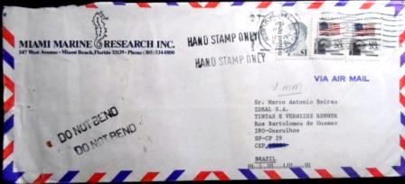 Envelope Circulado de 1989 Miami / Guarulhos