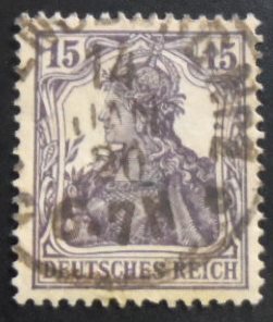 Selo postal da Alemanha Reich de 1917 Germania 15 JP
