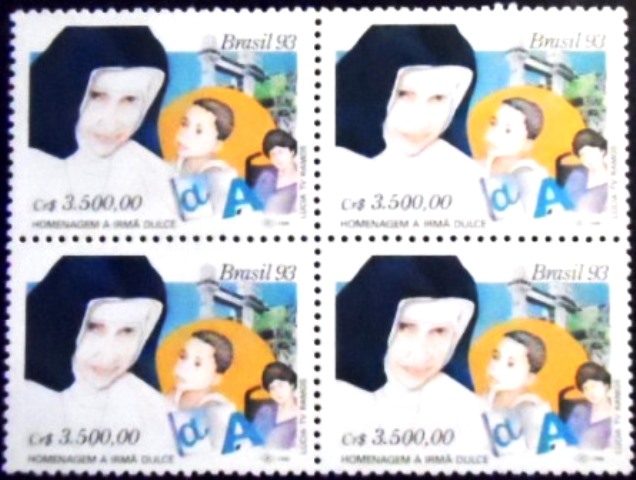 Quadra de selos postais do Brasil de 1993 Irmã Dulce