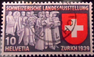 Selo postal da Suiça de 1939 Swiss bring their handicrafts to the exhibition
