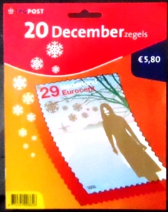 Bloco postal da Holanda de 2002 Persons in winter landscape