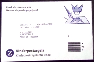 Envelope + Bloco postal da Holanda de 2002 Children playing