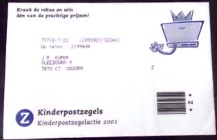 Envelope + Bloco postal da Holanda de 2001 Children and Computers