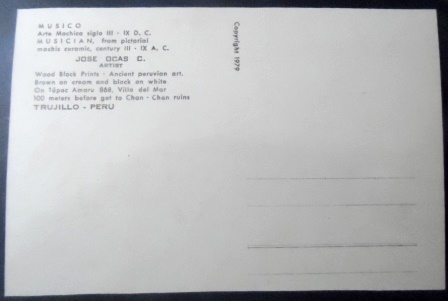 Cartão postal do Peru de 1979 Músico