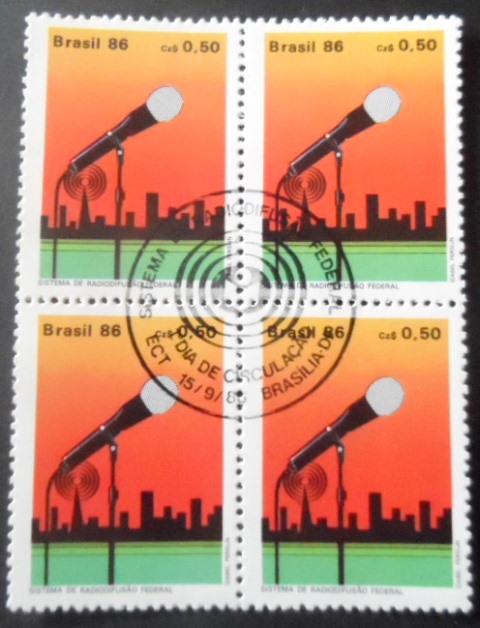 Quadra de selos postais do Brasil de 1986 Radiodifusão Federal