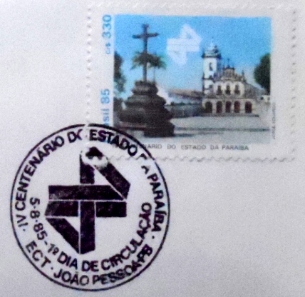 FDC Oficial nº 370 de 1985 Centenário da Paraíba