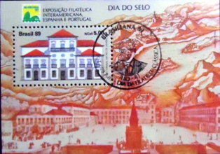 Bloco postal do Brasil de 1989 Brasiliana 89