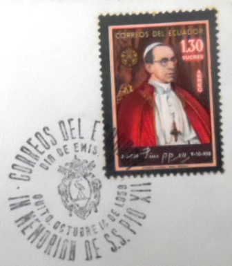FDC do Equador de 1959 In Memorian Pope Pius XII