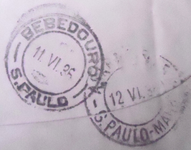 Envelope circulado em 1936 entre Bebedouro x Araraquara