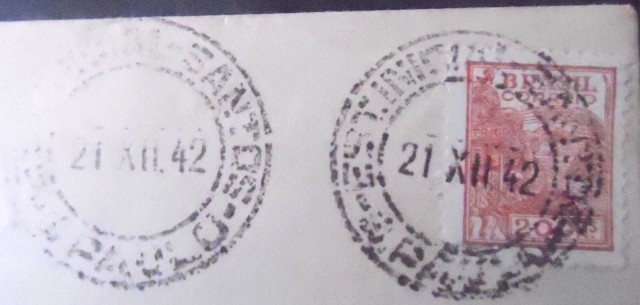 Envelope circulado em 1942 entre Santos x São Paulo