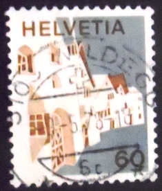 Selo postal da Suíça de 1973 Scuol