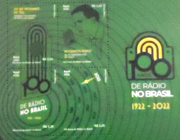 Bloco postal do Brasil de 2022 Primeira Transmissão de Rádio