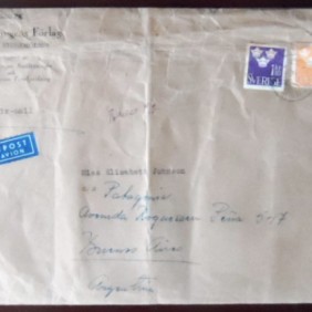 1956 - Envelope Circulado Suécia x Argentina